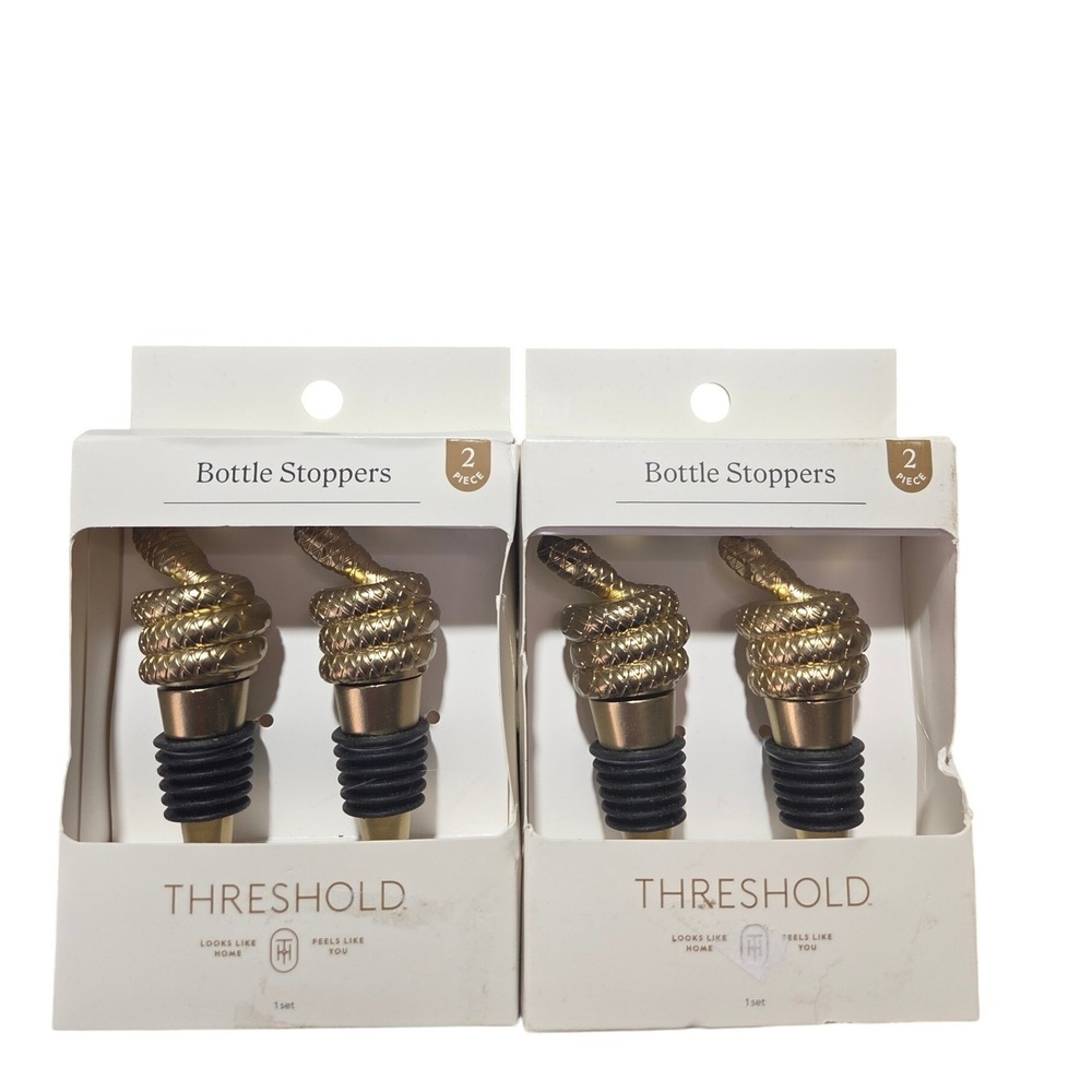 Threshold Gold Snake Bottle Stoppers 2-Piece Sets Lot of 2 Packs 4 Total Serpent